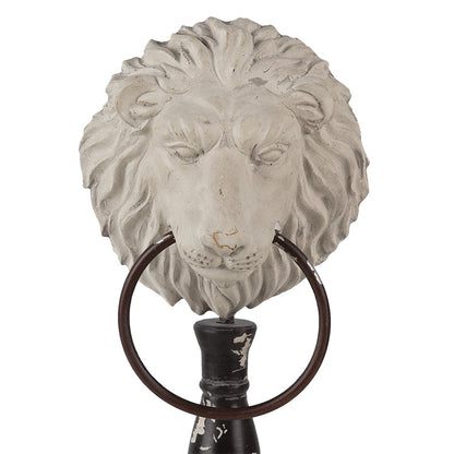 Decoratie beelden set van 2 leeuw hout wit zwart