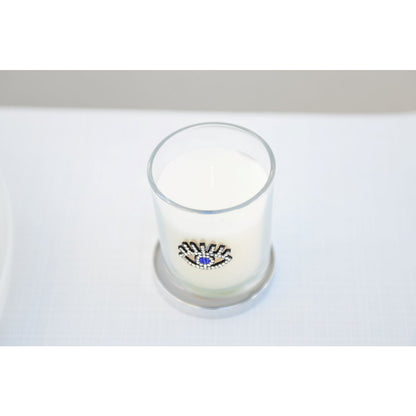 Geurkaars zilver glas patchouli 7x7x8,5 cm