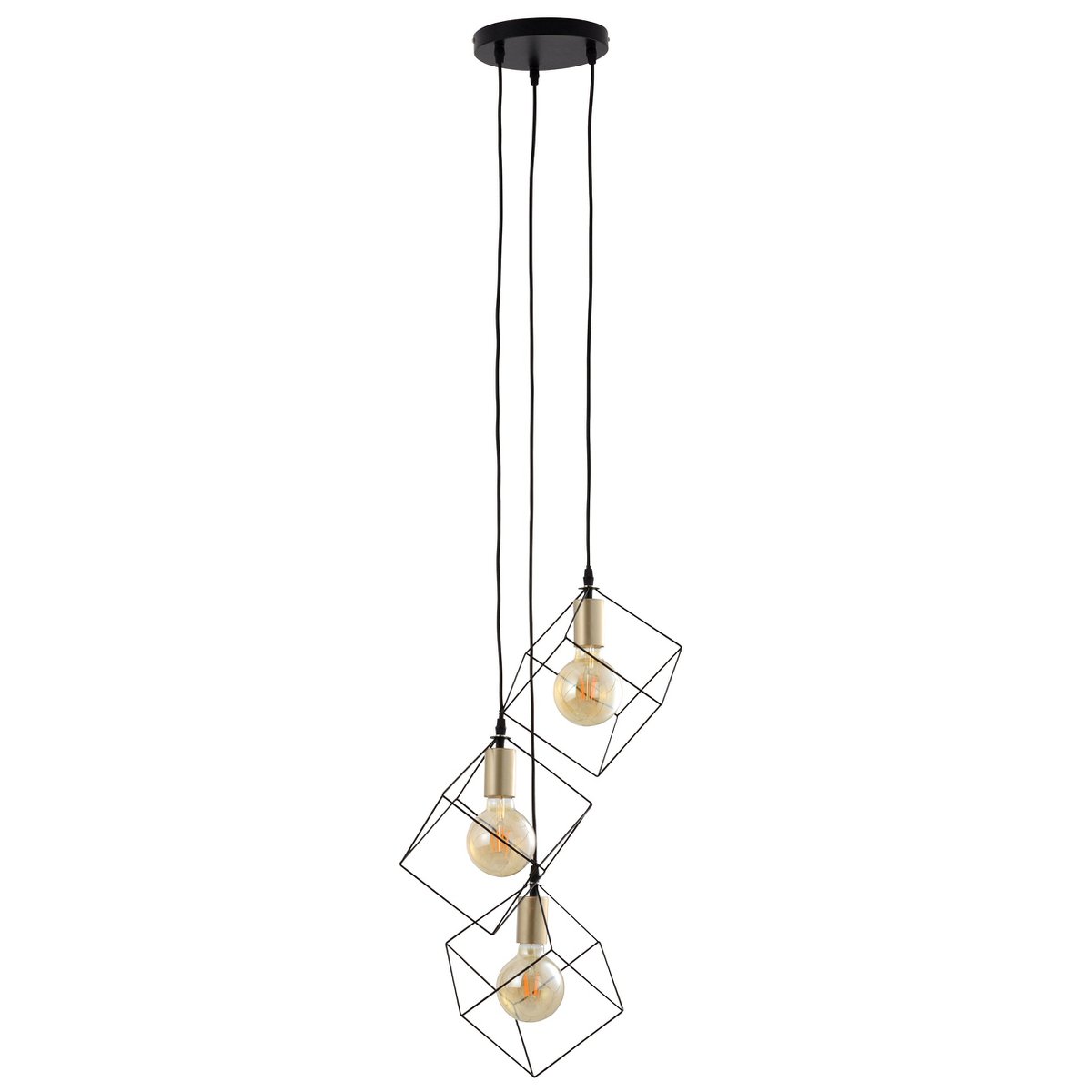 Drie Vlam Hanglamp Canto Zwart Goud E27 Socket Versie