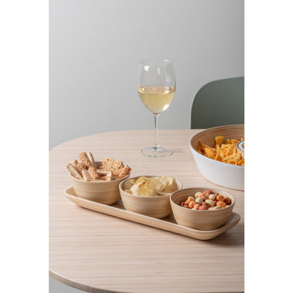 Snackset bamboe 36x12x6 cm beige