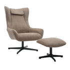 Fauteuil met kruk corduroy bruin 82x85x106 cm