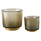 Fotofoor 14 cm amber glas ribbelpatroon