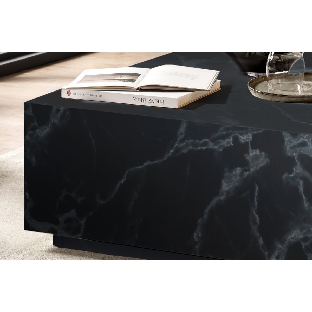 Salontafel 90x90x35 cm zwart marmerlook