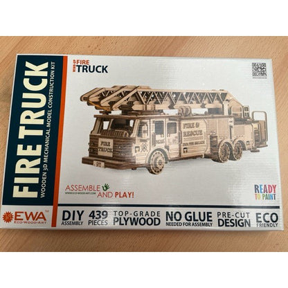 Eco Wood Art Mechanische Puzzel Brandweerwagen 1409