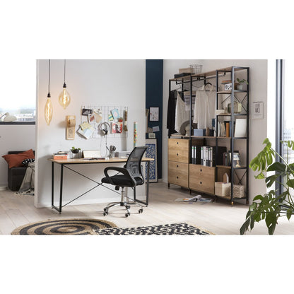 Eettafel 140x70x73 cm MDF acacia-look metaal zwart bruin