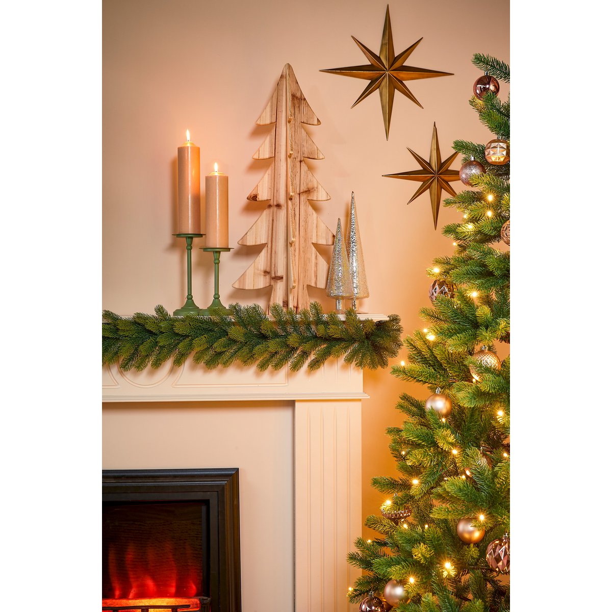 Kerstboom decoratie 78x36 cm dennenhout bruin
