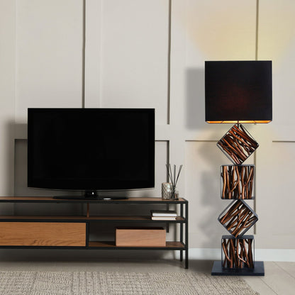 Vloerlamp drijfhout 155 cm zwart goud