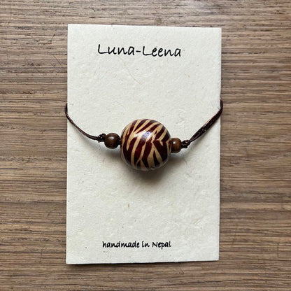 Luna Leena Armband Leopard Bruin Gerecycled Nepal Volwassen