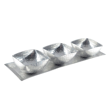 Aperitiefset 3 kopjes aluminium zilver 36,5x17x32 cm