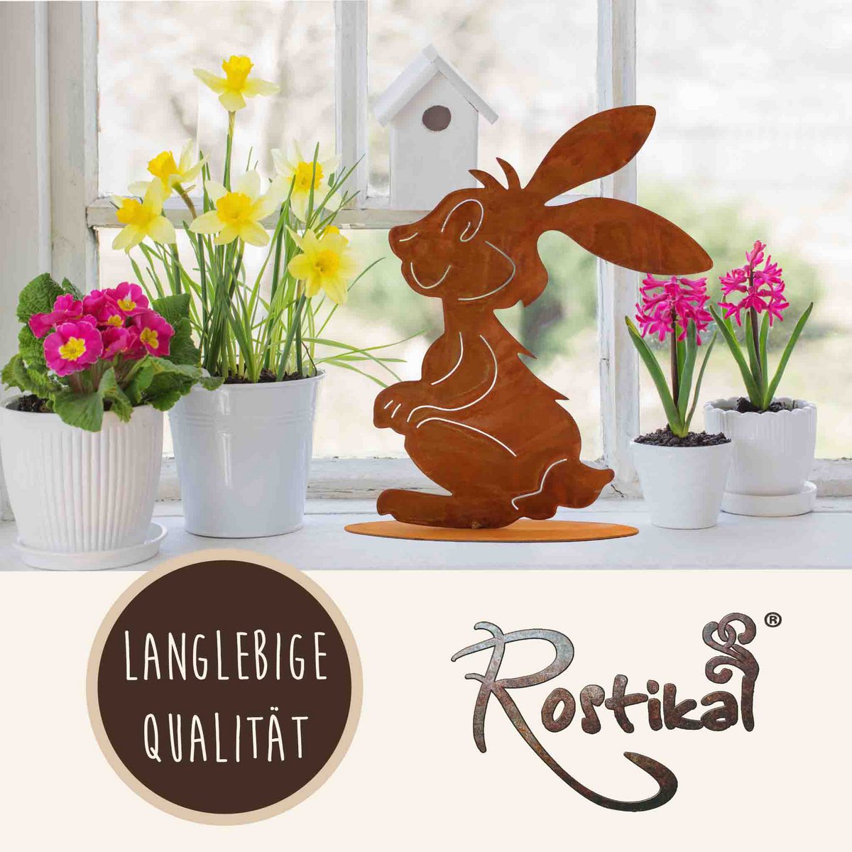 Paashaas decoratie metaal roest patina 32 cm