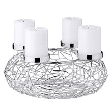 EDZARD Milano Advent Wreath, stainless steel, polished nickel-plated, 28 cm diameter, for pillar candles ø 6 cm