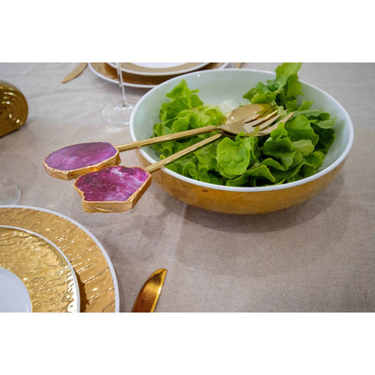 Saladebestek goud roze 30 cm