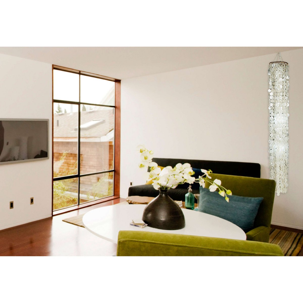 Capiz Hangerlamp Met E27 Aansluiting Voor Woonkamer