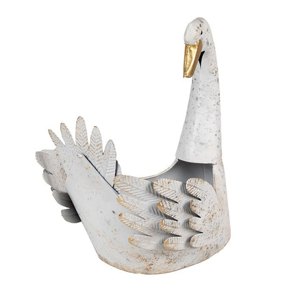 Plant Holder Swan 44x26x43 cm White Metal