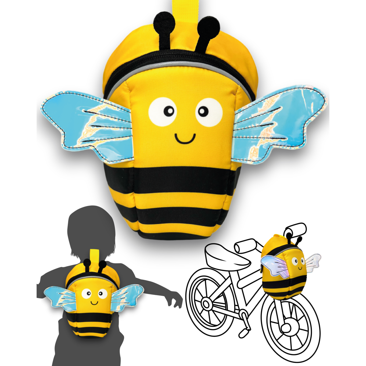 Fietstas rugzak kinderen bijenontwerp