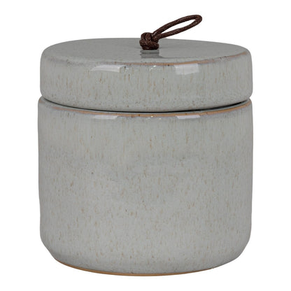 Pot Ø10,5x10 cm grijs steengoed leer