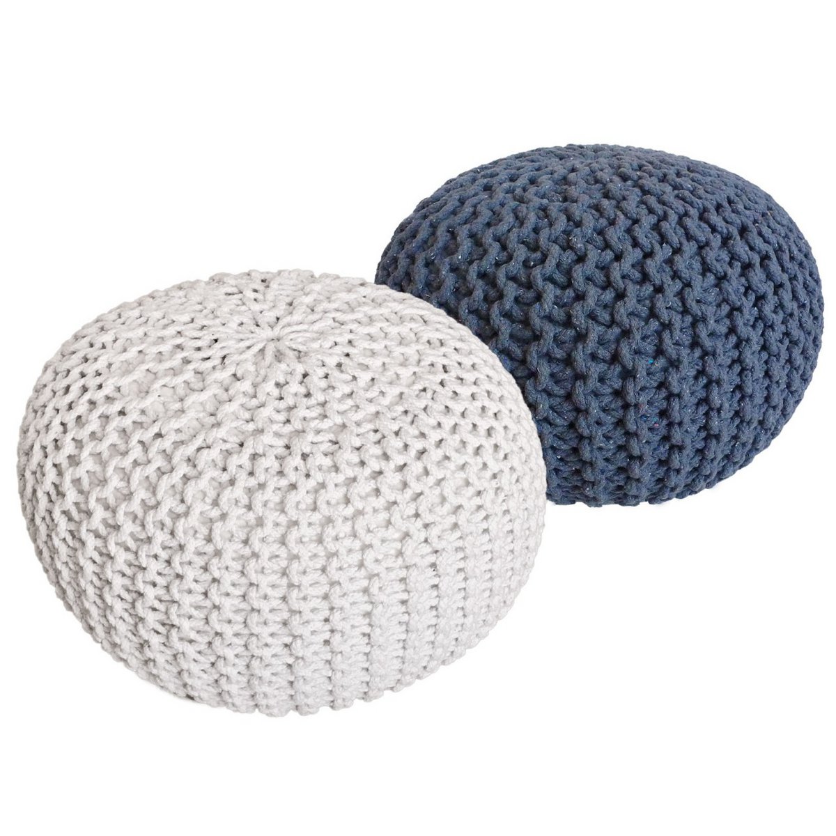 Poef set 2 stuks Ø55x37 cm grofgebreid
