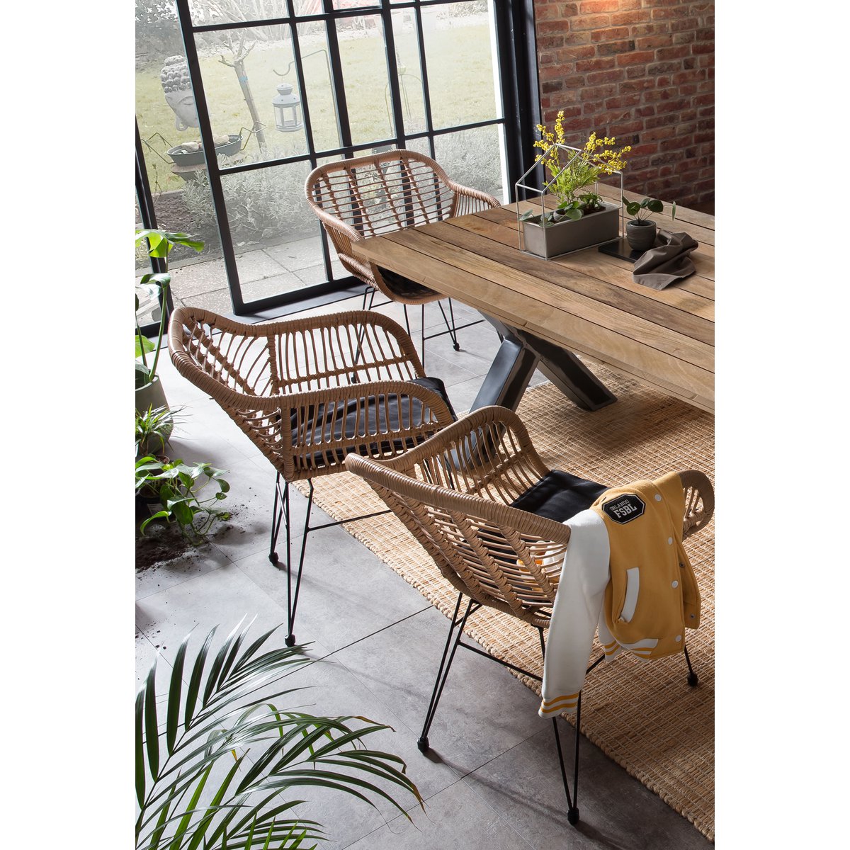 Eettafel 220x100 cm mangohout metaal industrieel
