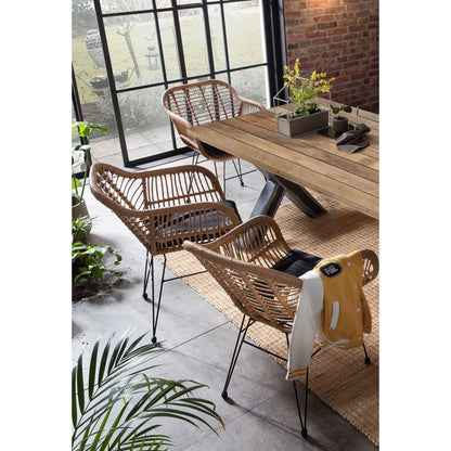 Eettafel 220x100 cm mangohout metaal industrieel