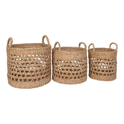 Mand zeegras naturel zwart set van 3
