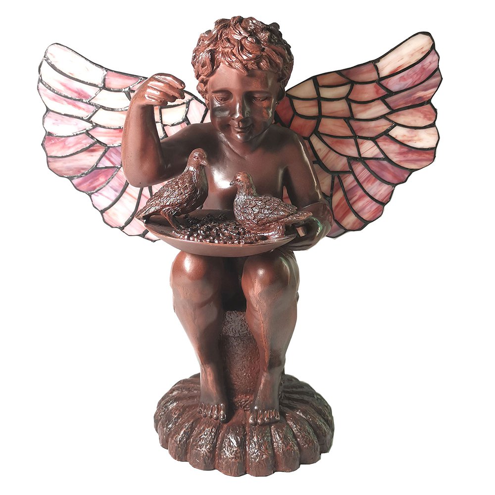 Tiffany Tafellamp Engel 41x26 cm Bruin Roze Glas Tiffany Lampen