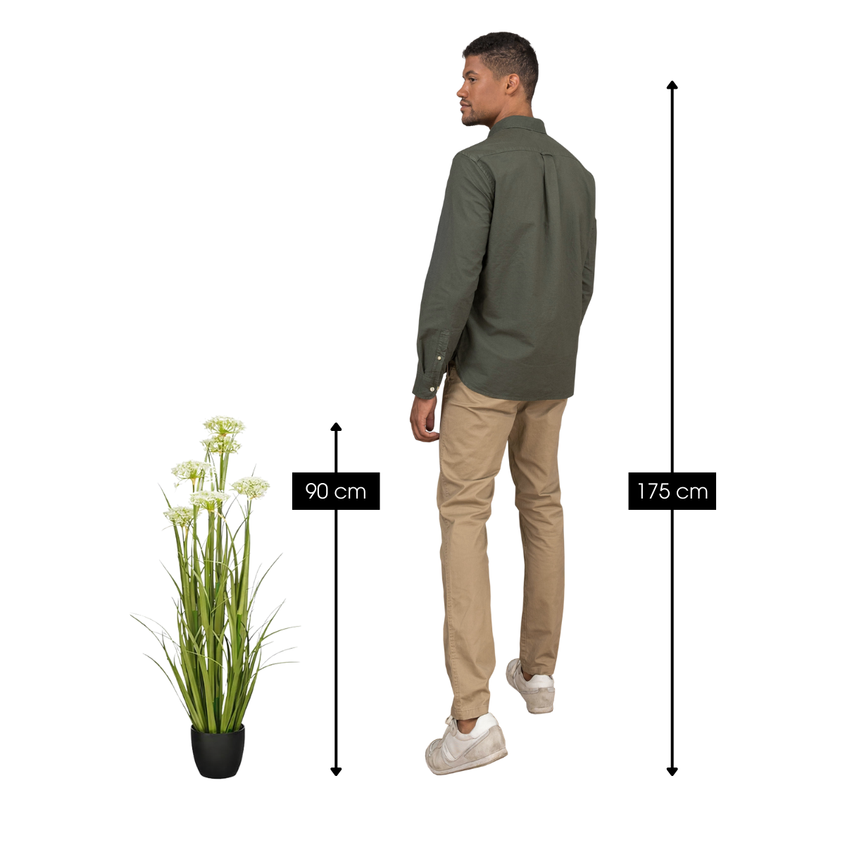 Kunstgras plant 90 cm groen wit