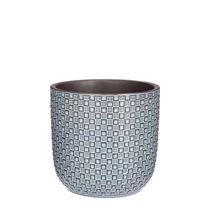 Bloempot Daan 19 cm blauw keramiek