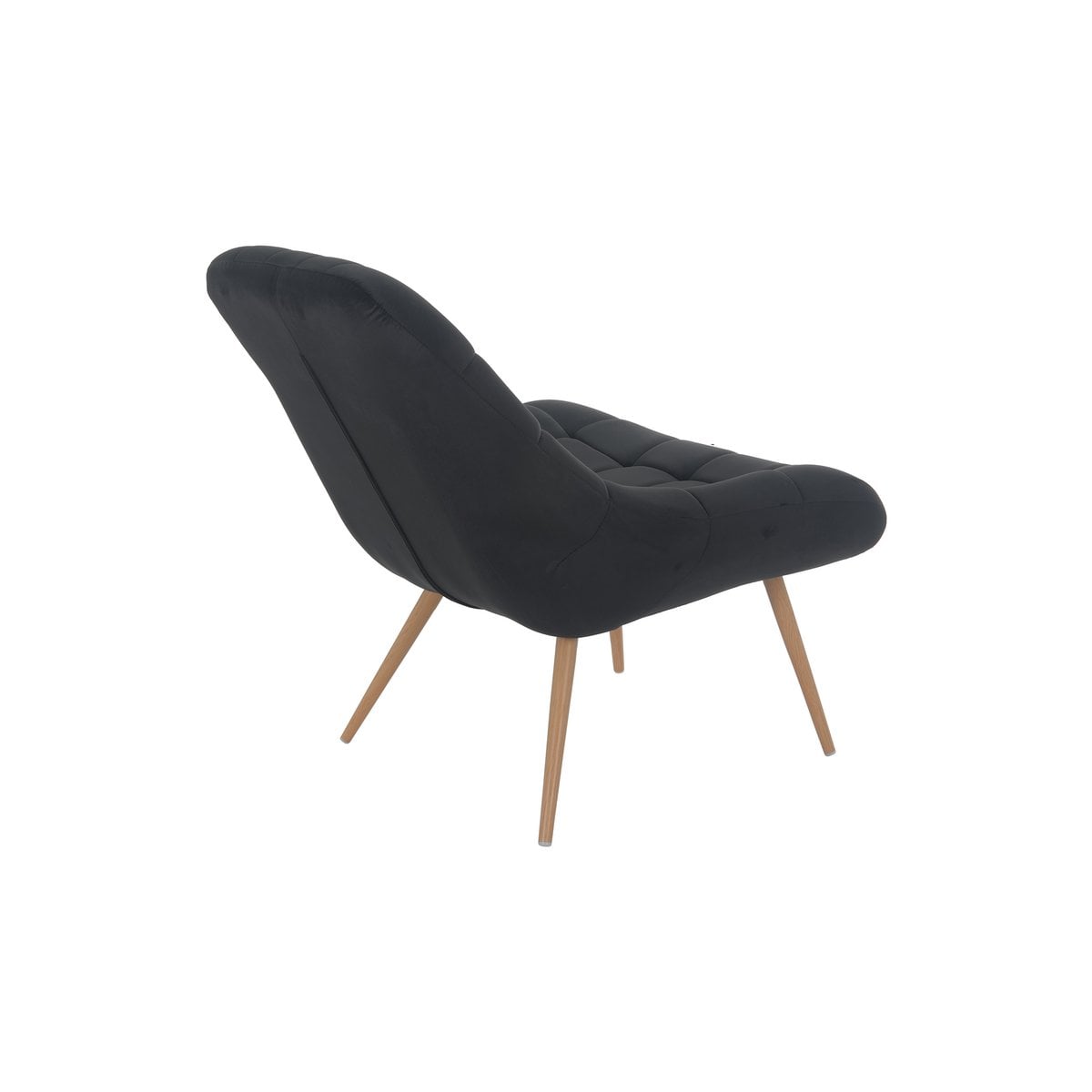 XXL velvet armchair black wood-look metal