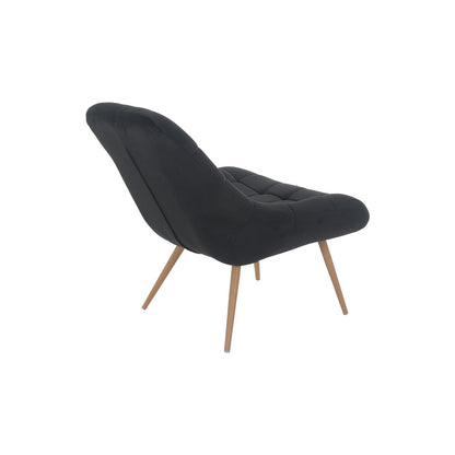 XXL velvet armchair black wood-look metal