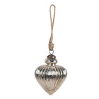 Kerstbal 10x12 cm zilver glas