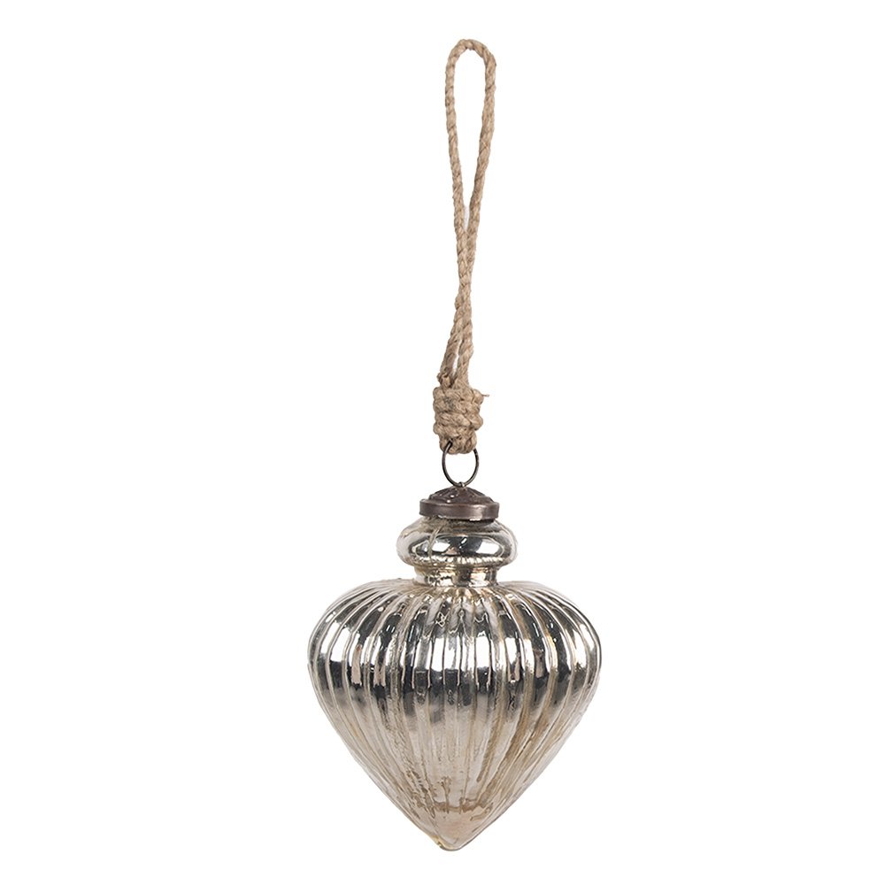 Kerstbal 10x12 cm zilver glas