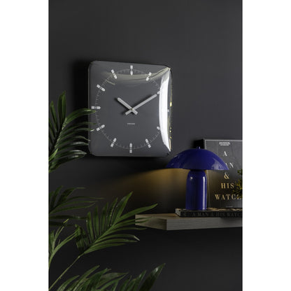 Wandklok 35 cm vierkant grijs plastic