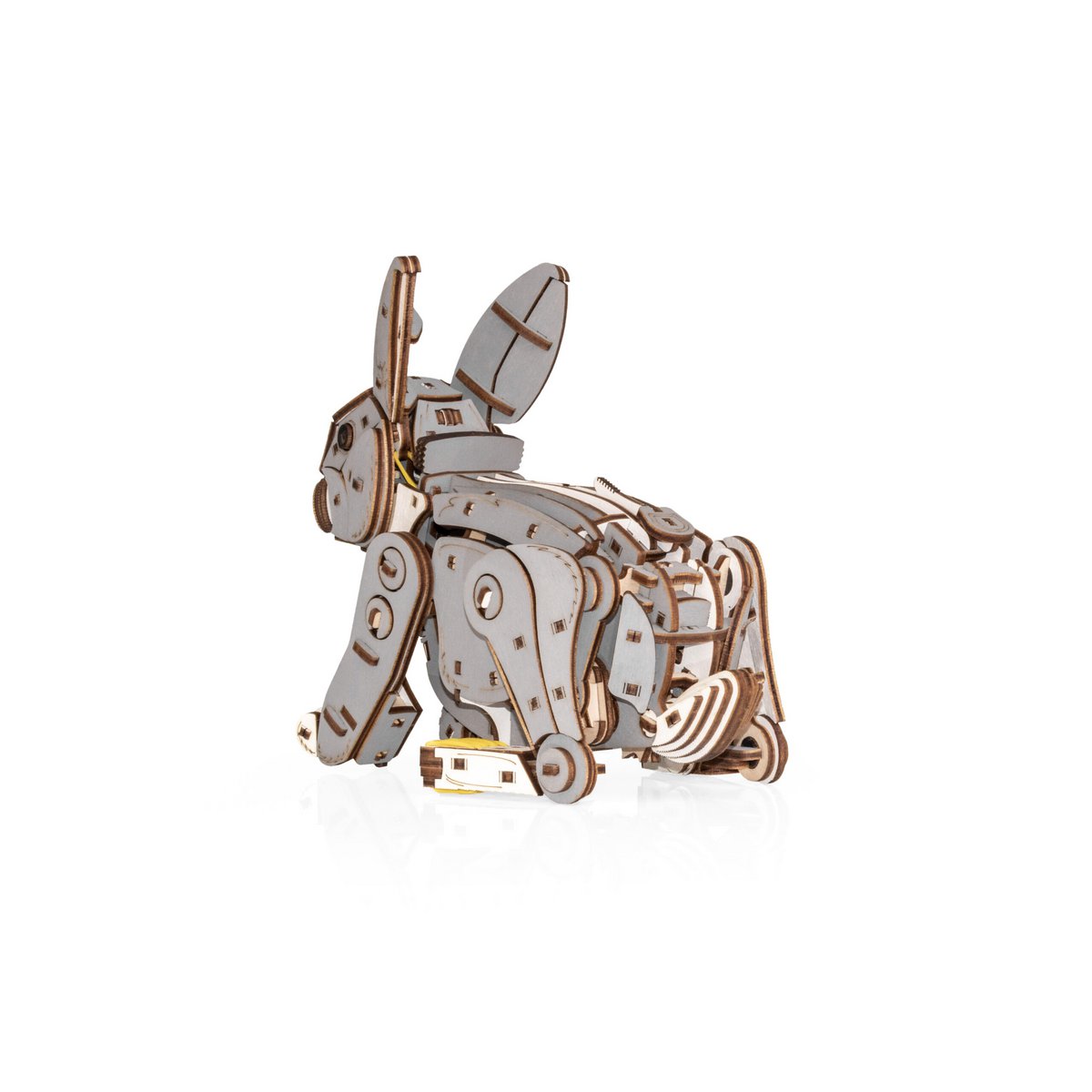 Eco Wood Art (EWA) DIY 3D Mechanische Houten Puzzel, Grey Rabbit, 4578, 21,7x10,4x17,4