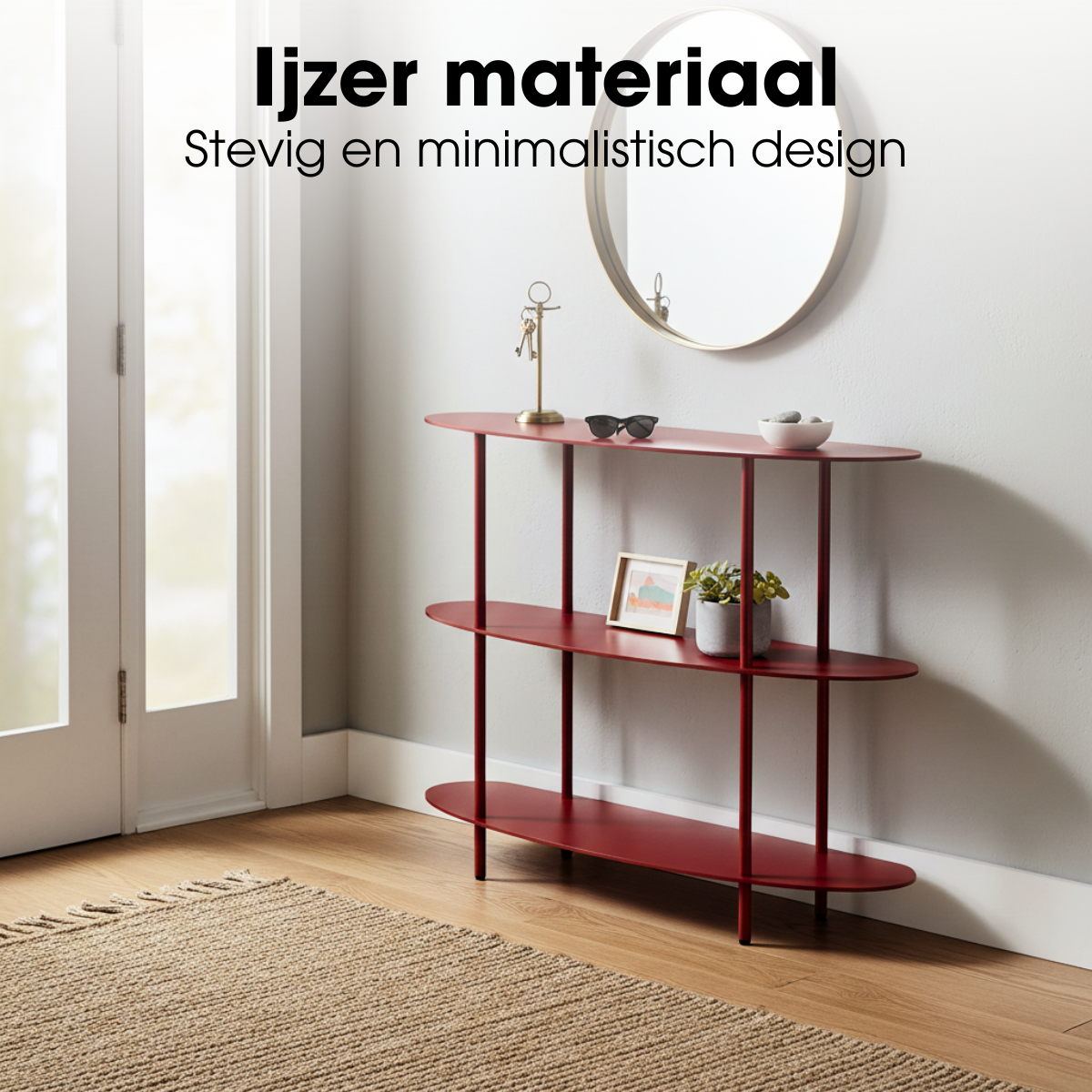 Rek ijzer 90x28x81 cm rood