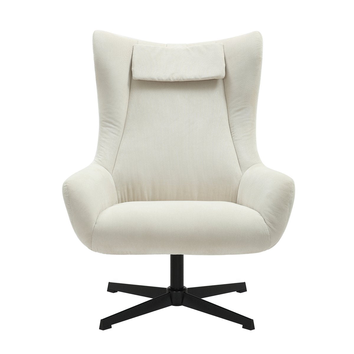 Fauteuil met kruk corduroy beige