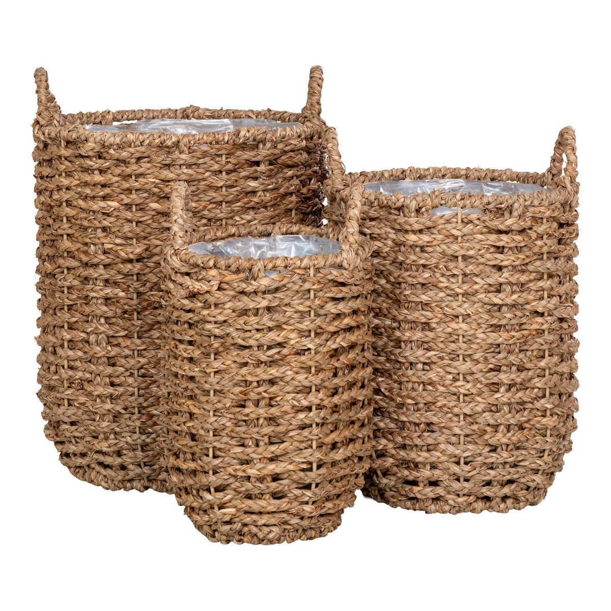 Plantenbak zeegras rond naturel set van 3