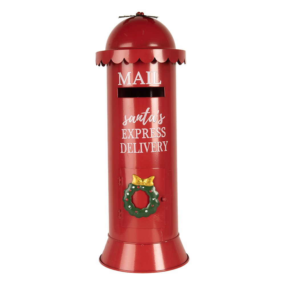 Kerstdecoratie Brievenbus Ø 19x52 cm Rood Metaal