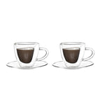 Dubbele wand koffiebekers 150 ml hartvorm set 2