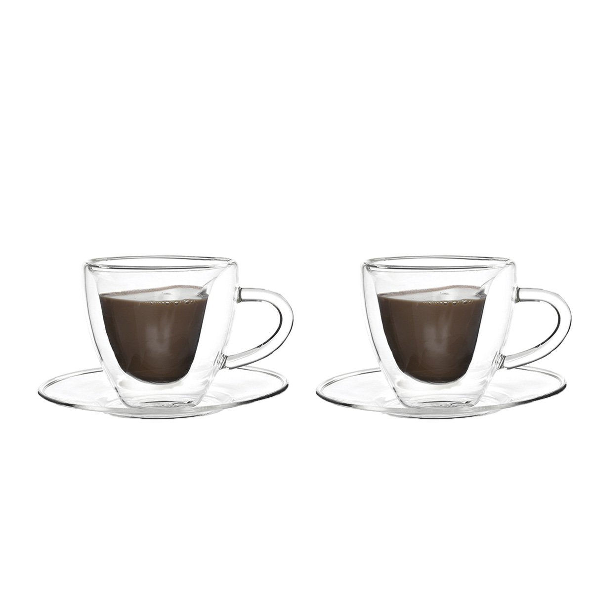 Dubbele wand koffiebekers 150 ml hartvorm set 2