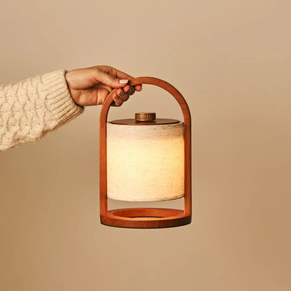 Tafellamp rubberwood Ø18x27 cm dimbaar draadloos