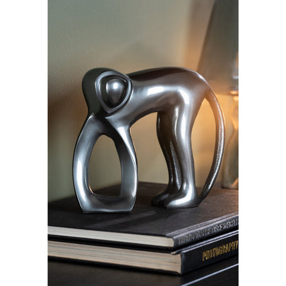 Standbeeld aap aluminium grijs 17x5x15 cm