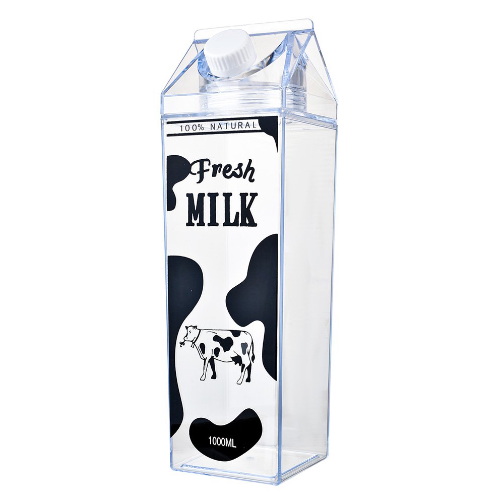 Water Bottle 1000 ml Transparent Plastic Cow