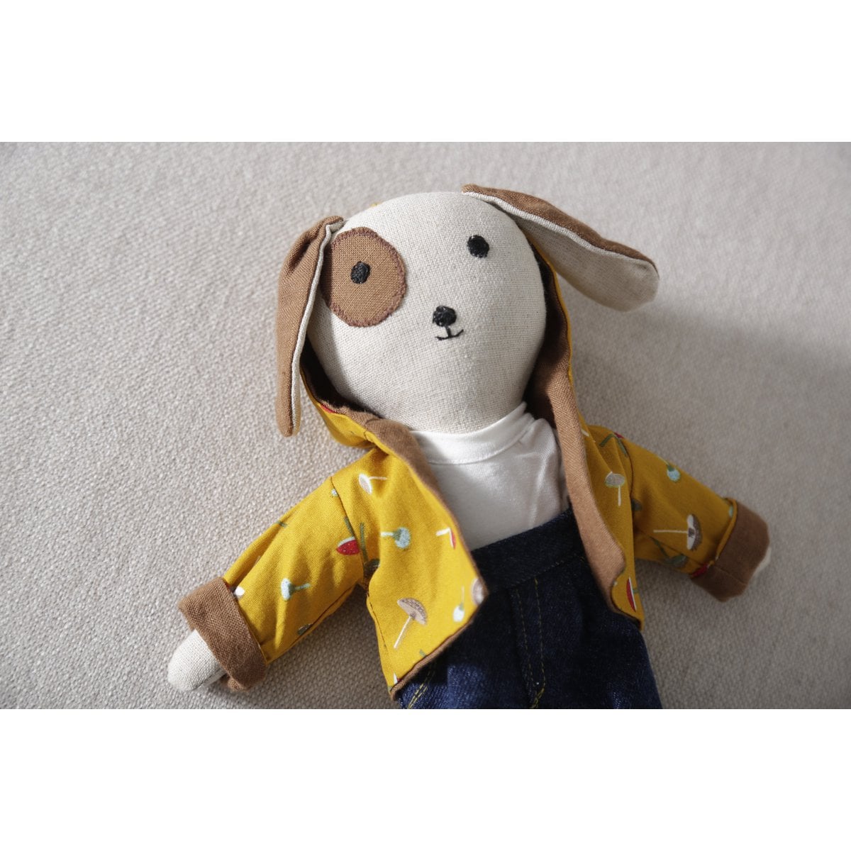Knuffelhond Doggy 27x15 cm bruin mosterd
