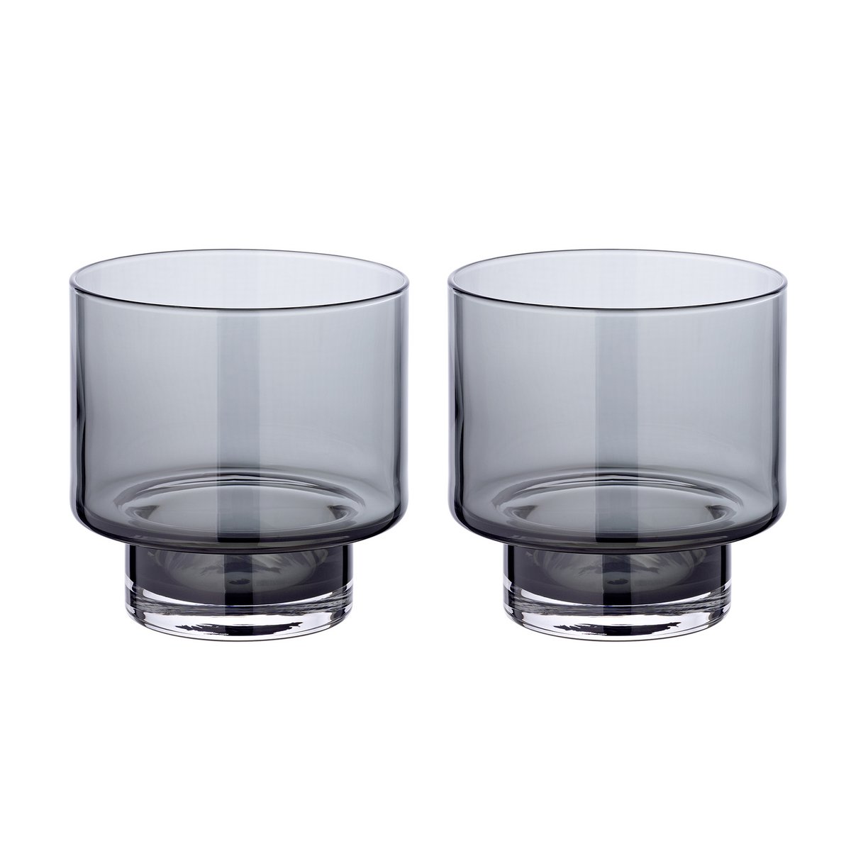 Set van 2 lantaarns glas ø 11 cm grijs zilver