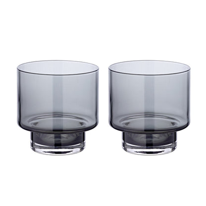 Set van 2 lantaarns glas ø 11 cm grijs zilver