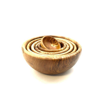 Olijfhouten kommen set 6 stuks rond