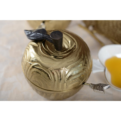Suikerpot appelvorm goud metaal 13x17x15 cm