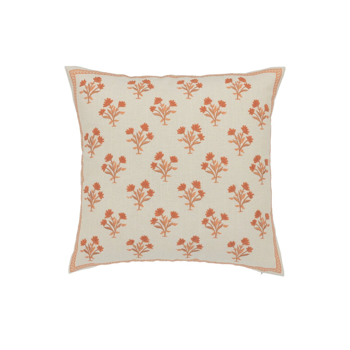 Kussenhoes 45x45 cm beige oranje bloemen