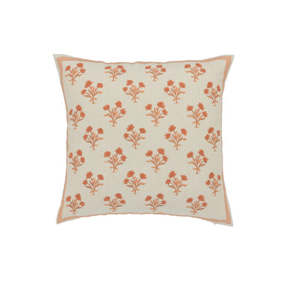 Kussenhoes 45x45 cm beige oranje bloemen
