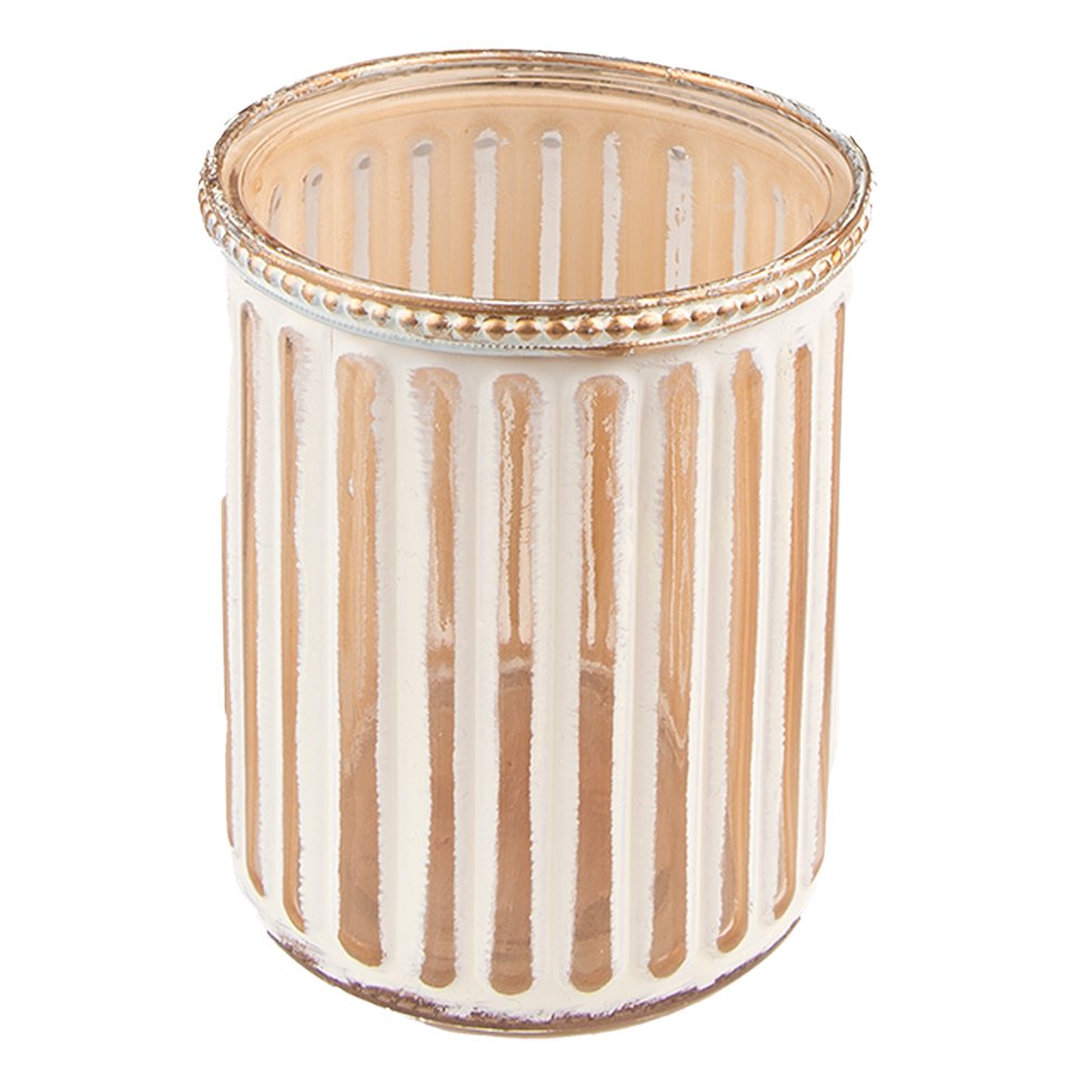 Tealight holder Ø 10x11 cm Beige Glass Tealight holder